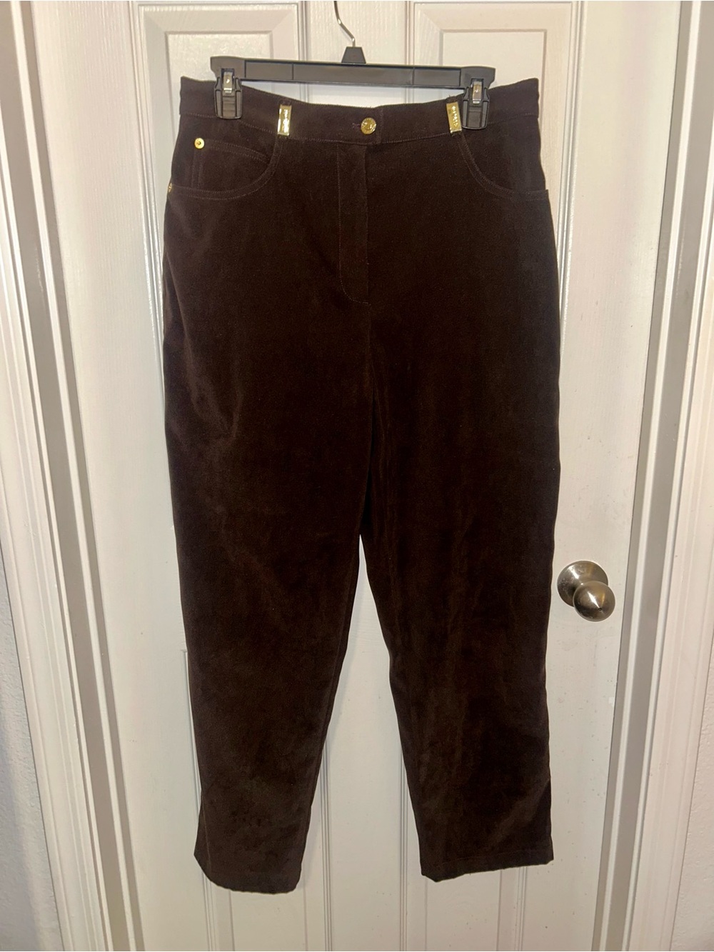 St. John Dark Brown Corduroy Tapered Pants